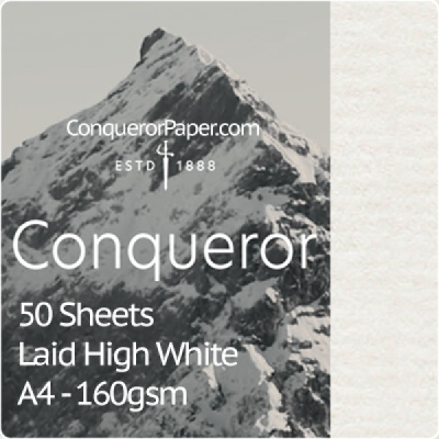 SMALL PACK - Laid High White A4-210x297mm 160gsm - 50 Sheets